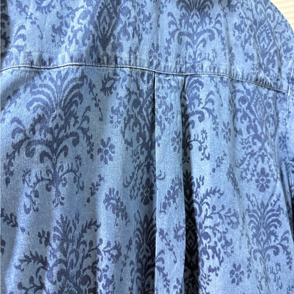 Allison Daley Navy Patterned Button Down Shirt - Picture 6 of 6